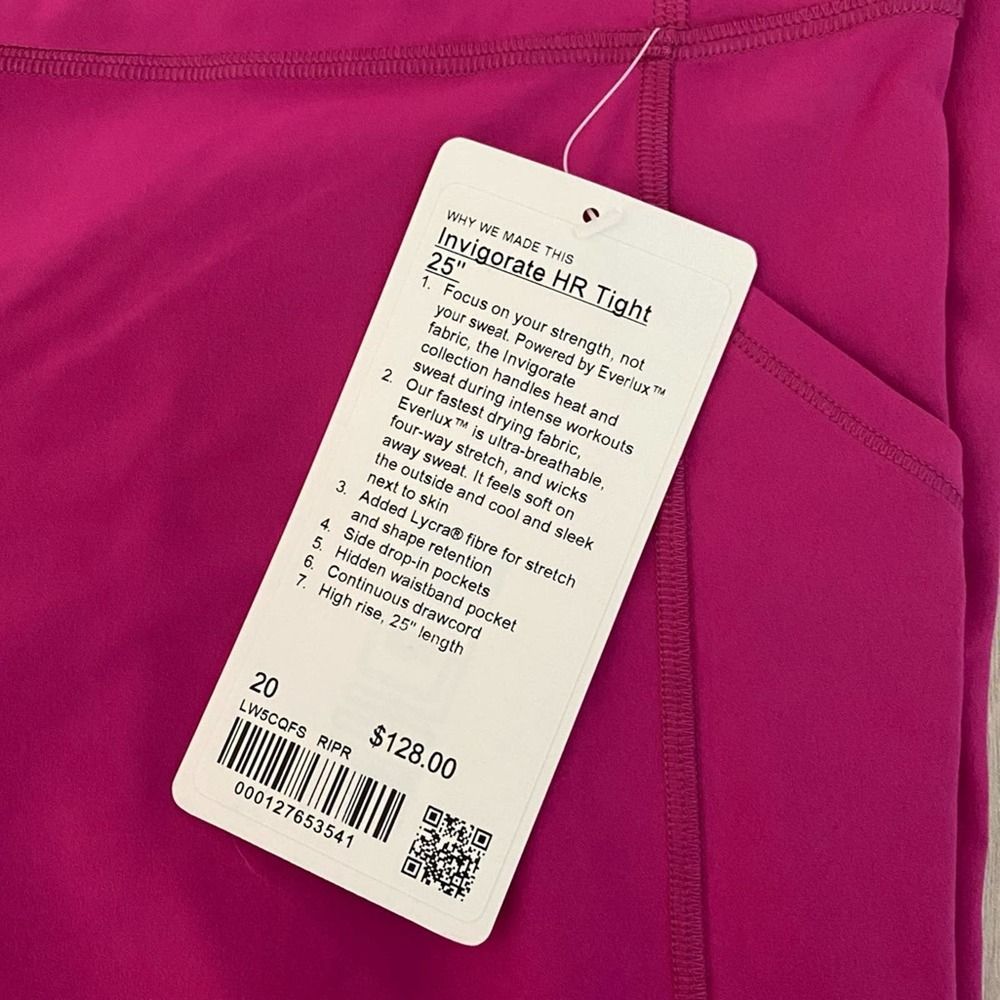 Lululemon Invigorate High Rise Tights 25” Leggings Barbie Pink - Picture 6 of 8
